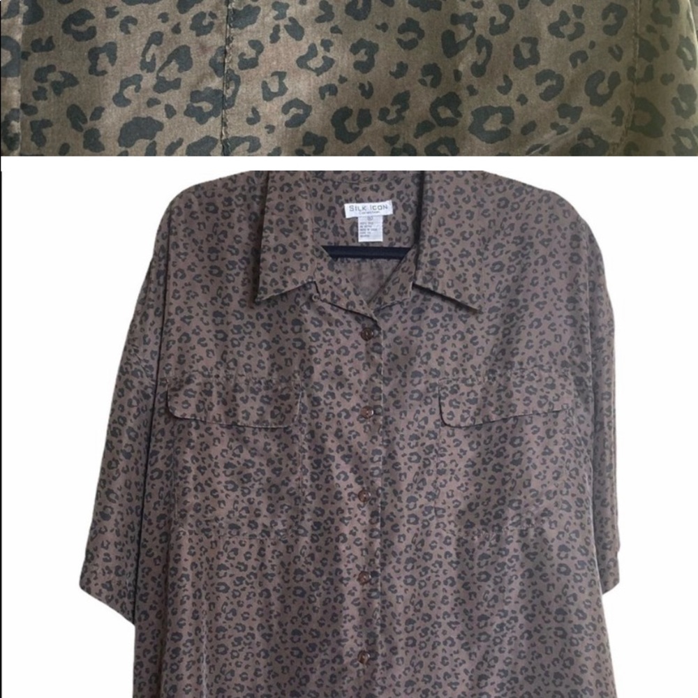Vintage Silk Icon Button Up Cheetah Print Blouse - image 6